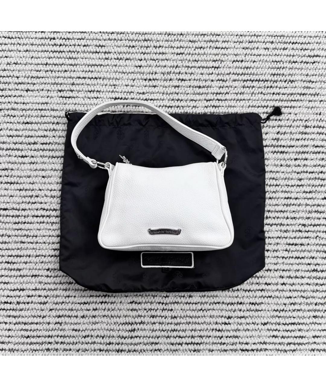 CHROME HEARTS Белая кожаная сумка с короткими ручками, фото 2
