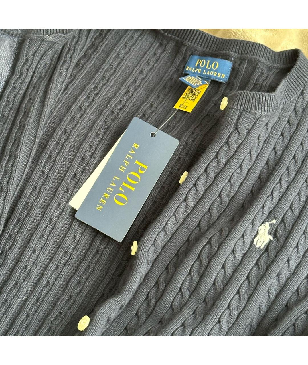 POLO RALPH LAUREN Темно-синий хлопковый кардиган, фото 3