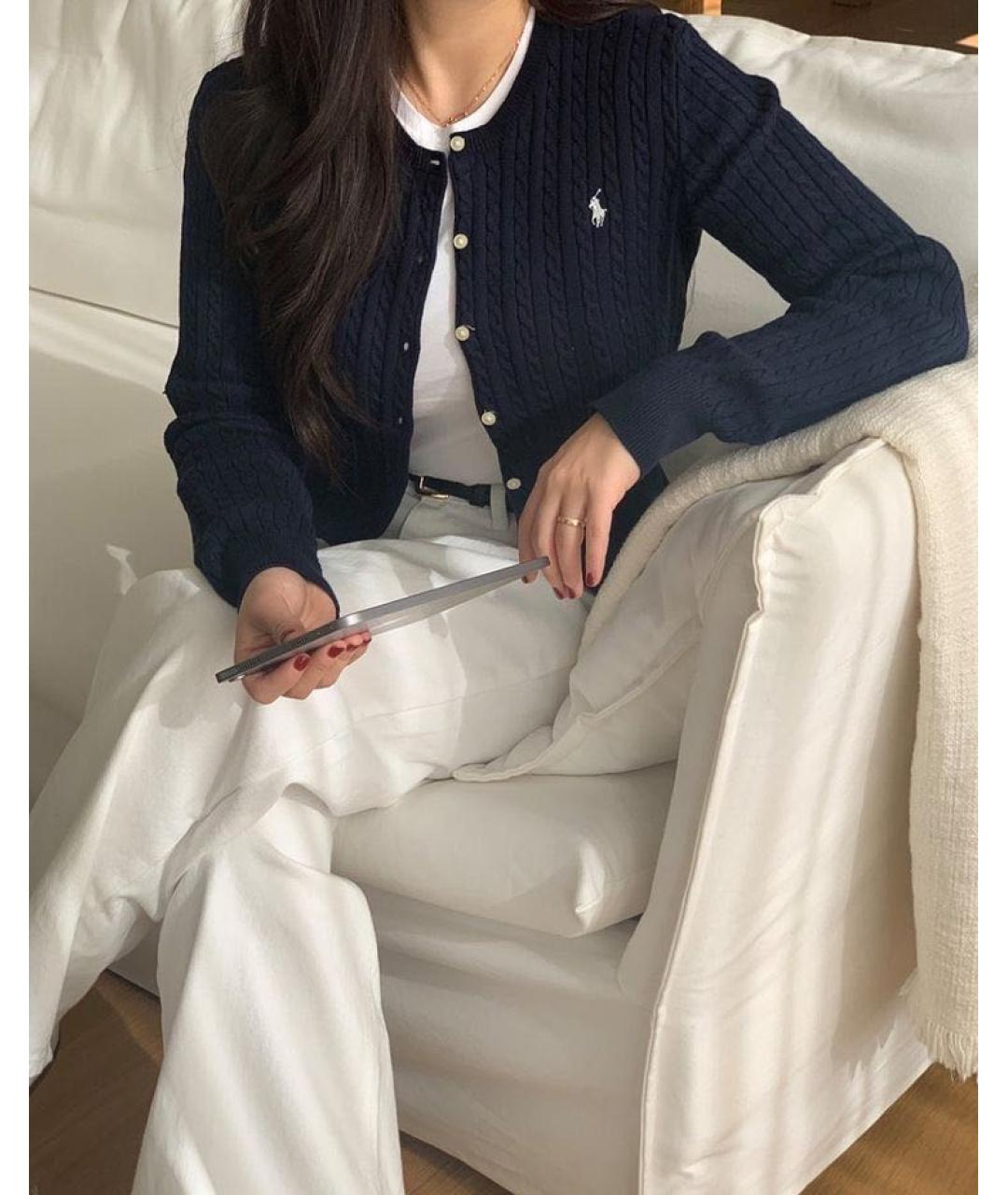 POLO RALPH LAUREN Темно-синий хлопковый кардиган, фото 4