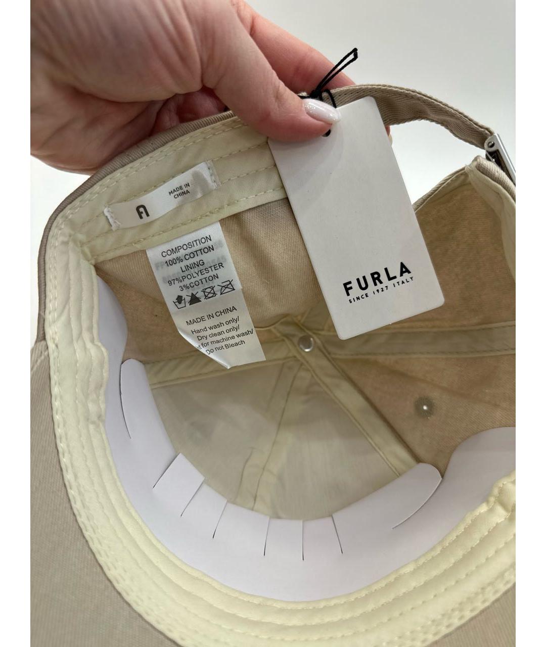 FURLA Бежевая хлопковая кепка, фото 4