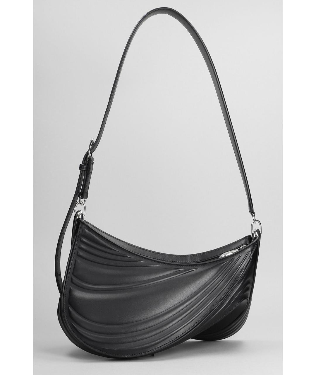 MUGLER Черная кожаная сумка через плечо, фото 4