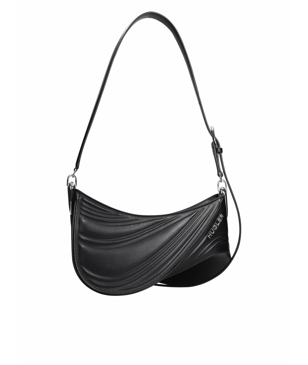 MUGLER Черная кожаная сумка через плечо, фото 1