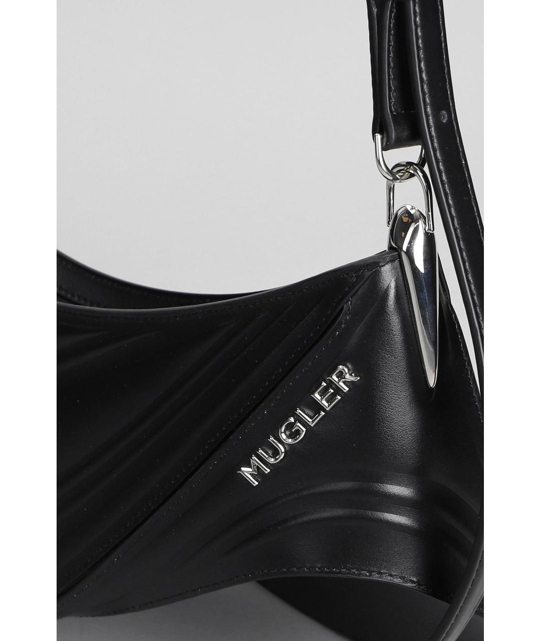 MUGLER Черная кожаная сумка через плечо, фото 5