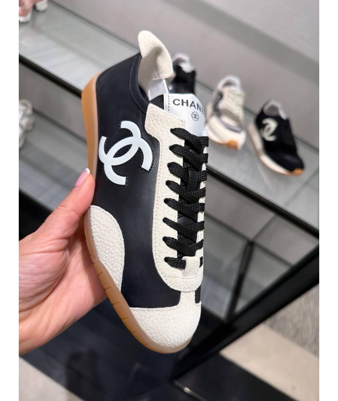 CHANEL Черные кожаные кеды, фото 2