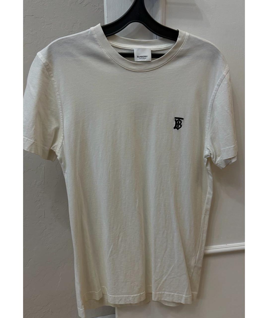 BURBERRY Белая хлопковая футболка, фото 4