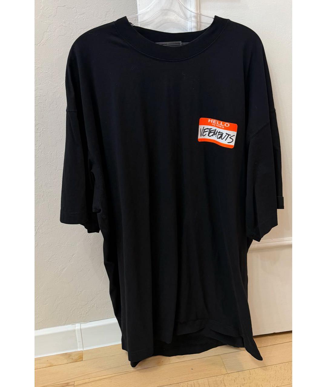 VETEMENTS Черная хлопковая футболка, фото 2