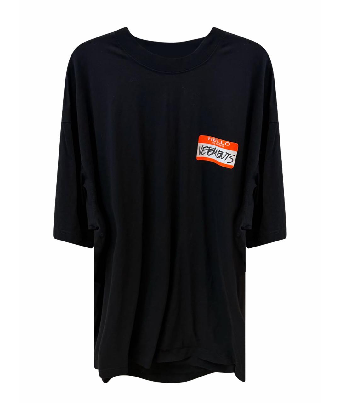 VETEMENTS Черная хлопковая футболка, фото 1