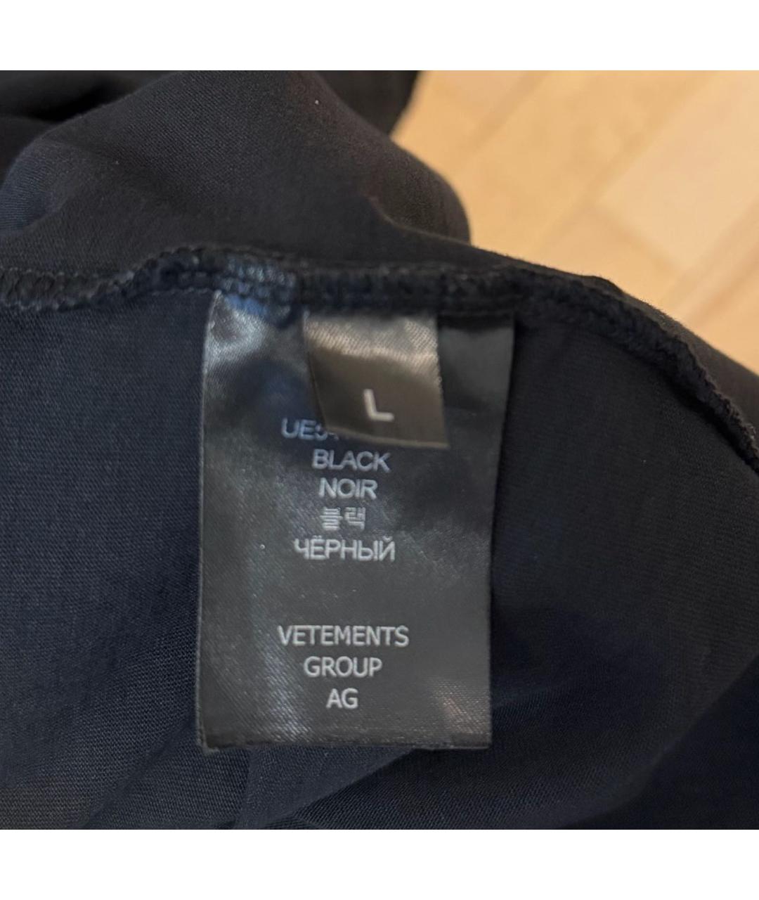 VETEMENTS Черная хлопковая футболка, фото 3