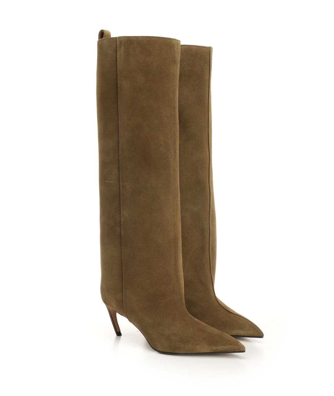 THE ATTICO Хаки замшевые сапоги, фото 2