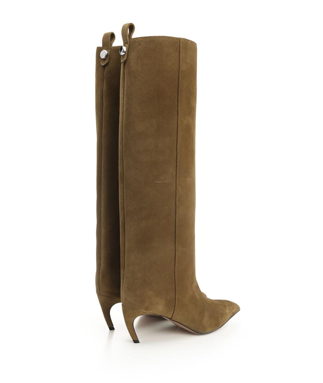 THE ATTICO Хаки замшевые сапоги, фото 3