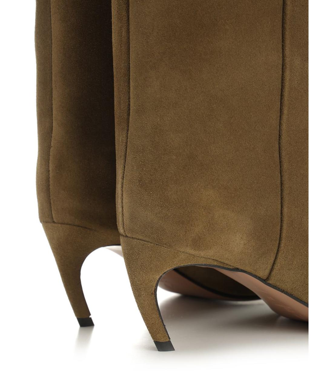 THE ATTICO Хаки замшевые сапоги, фото 6