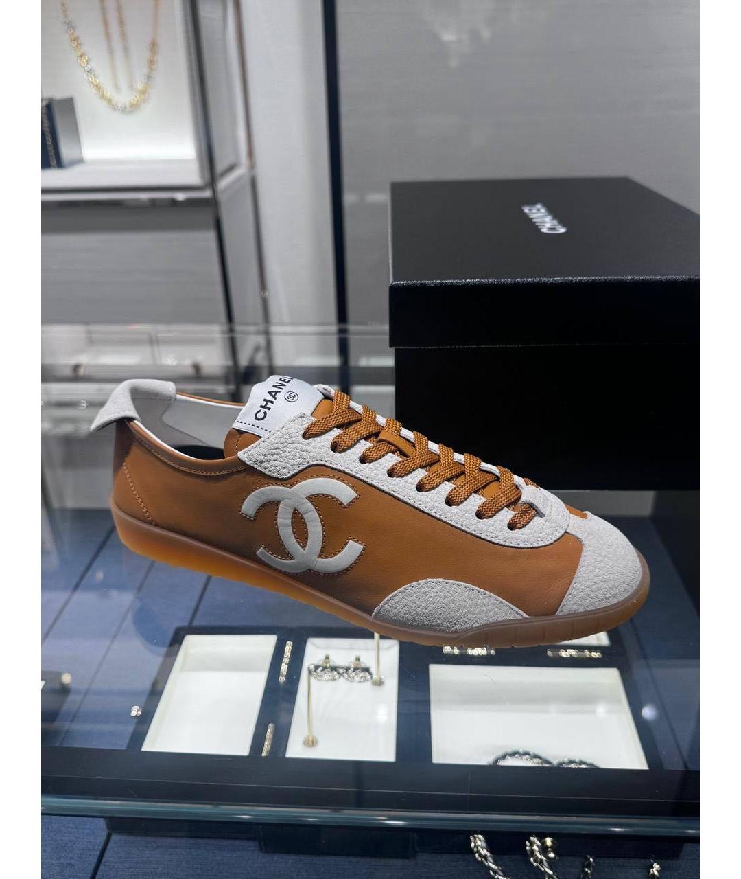 CHANEL Коричневые кожаные кеды, фото 2