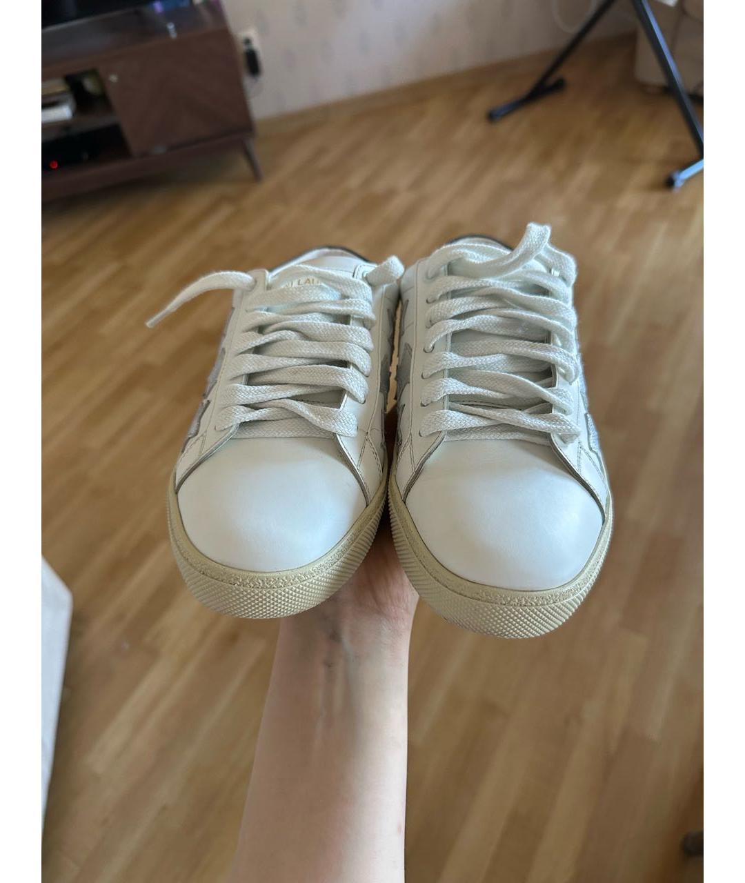 SAINT LAURENT Белые кожаные кеды, фото 2