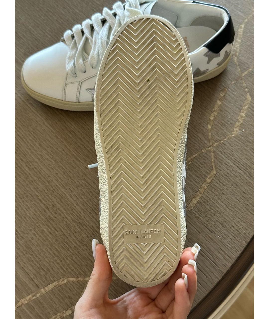 SAINT LAURENT Белые кожаные кеды, фото 4