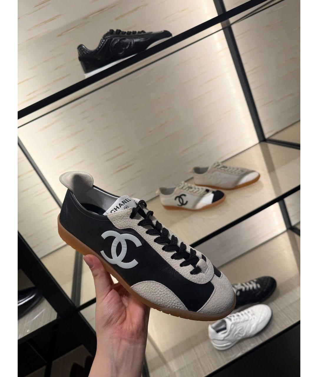 CHANEL Черные кожаные кеды, фото 3