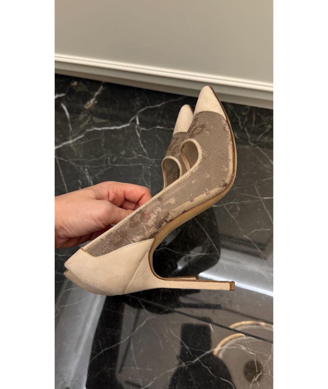 MANOLO BLAHNIK Бежевые замшевые туфли, фото 5