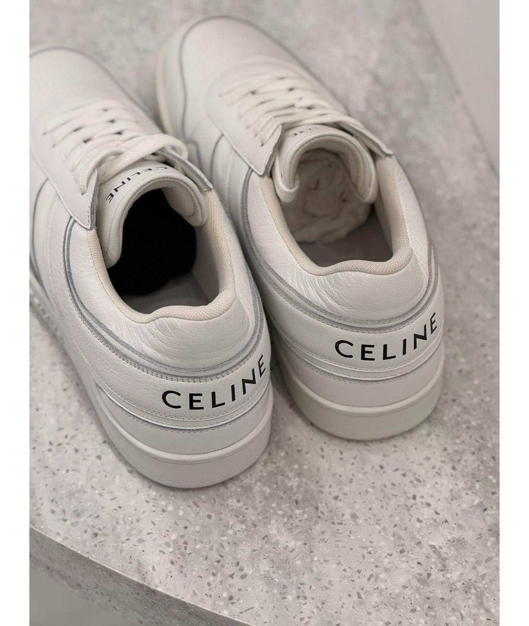 CELINE Белые кожаные кеды, фото 4