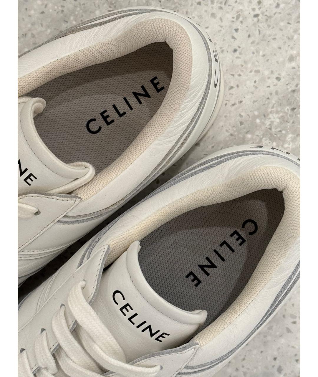 CELINE Белые кожаные кеды, фото 3
