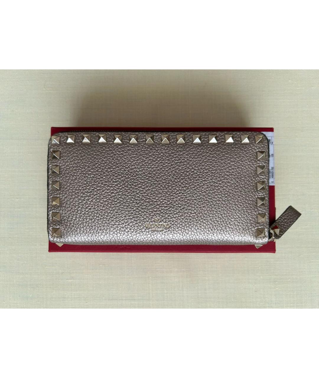 VALENTINO Золотой кожаный кошелек, фото 8