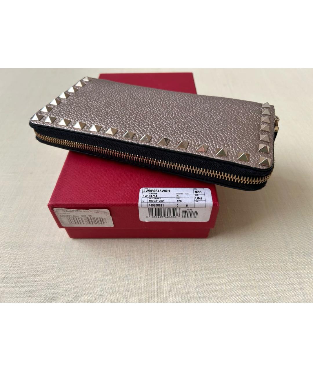 VALENTINO Золотой кожаный кошелек, фото 3