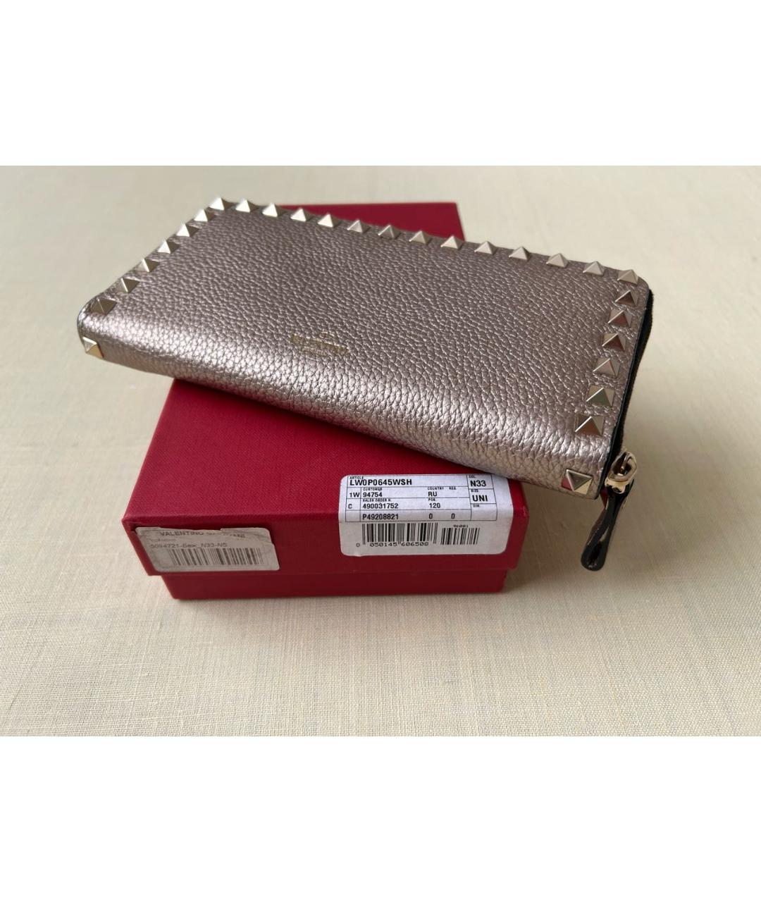 VALENTINO Золотой кожаный кошелек, фото 2