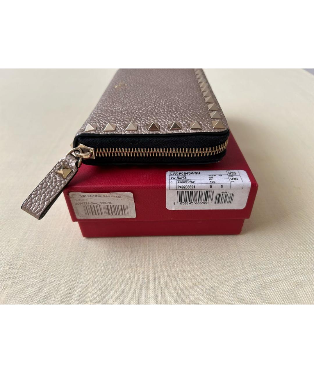 VALENTINO Золотой кожаный кошелек, фото 6