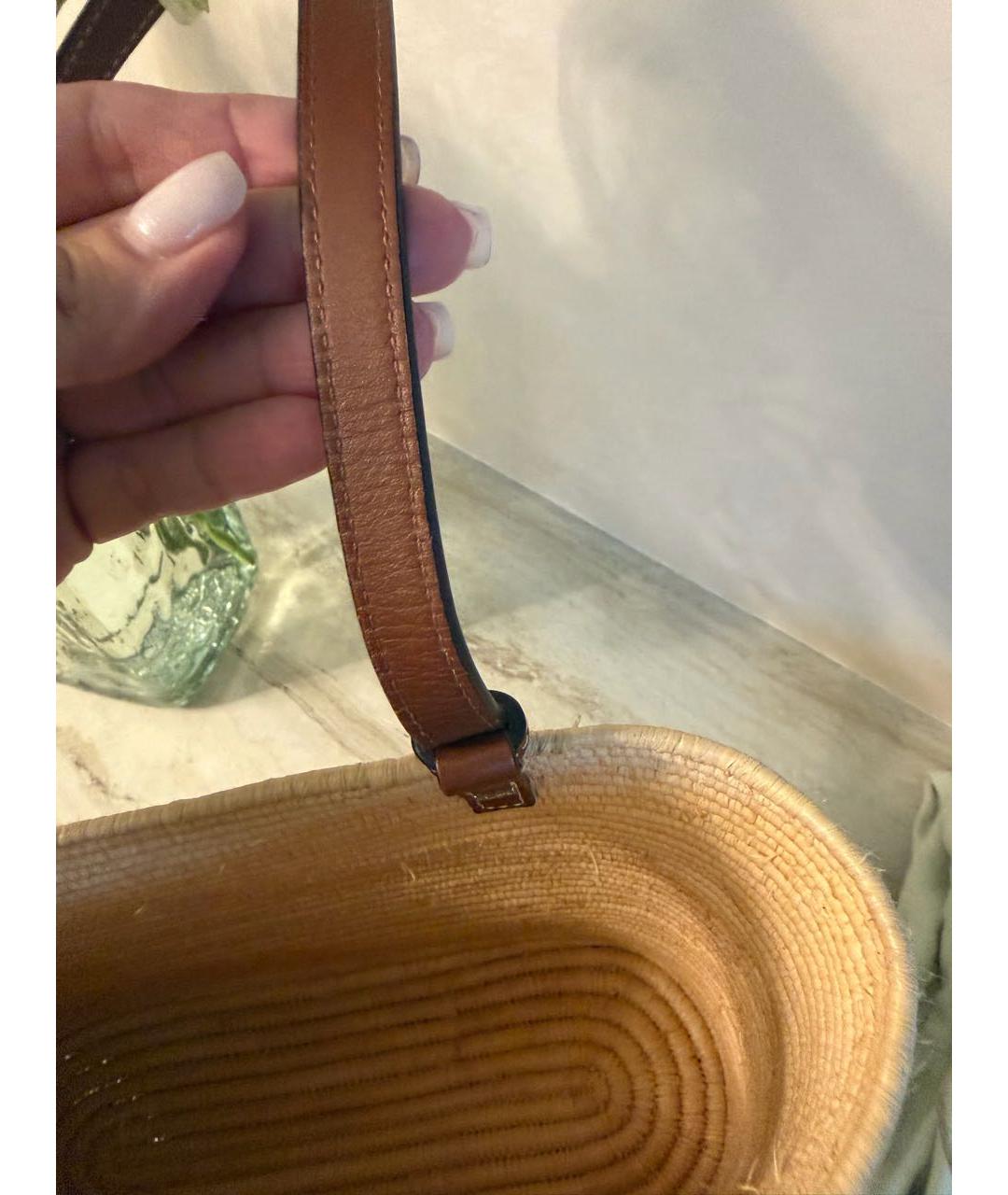 LOEWE Бежевая пелетеная пляжная сумка, фото 8