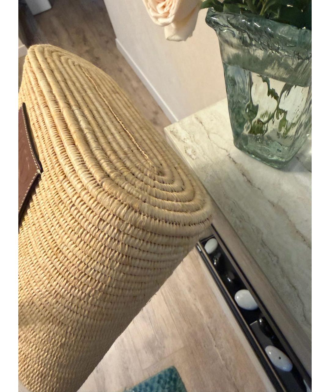 LOEWE Бежевая пелетеная пляжная сумка, фото 6