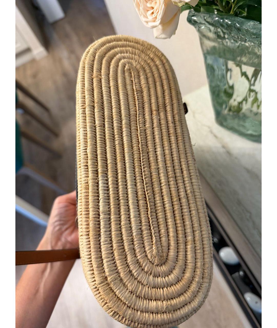 LOEWE Бежевая пелетеная пляжная сумка, фото 7