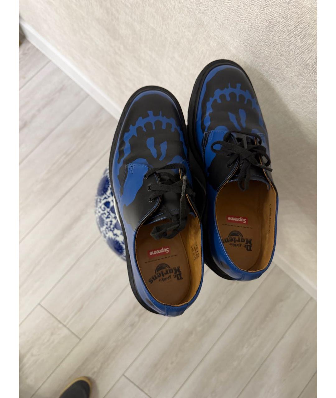 SUPREME Синие кожаные низкие ботинки, фото 3