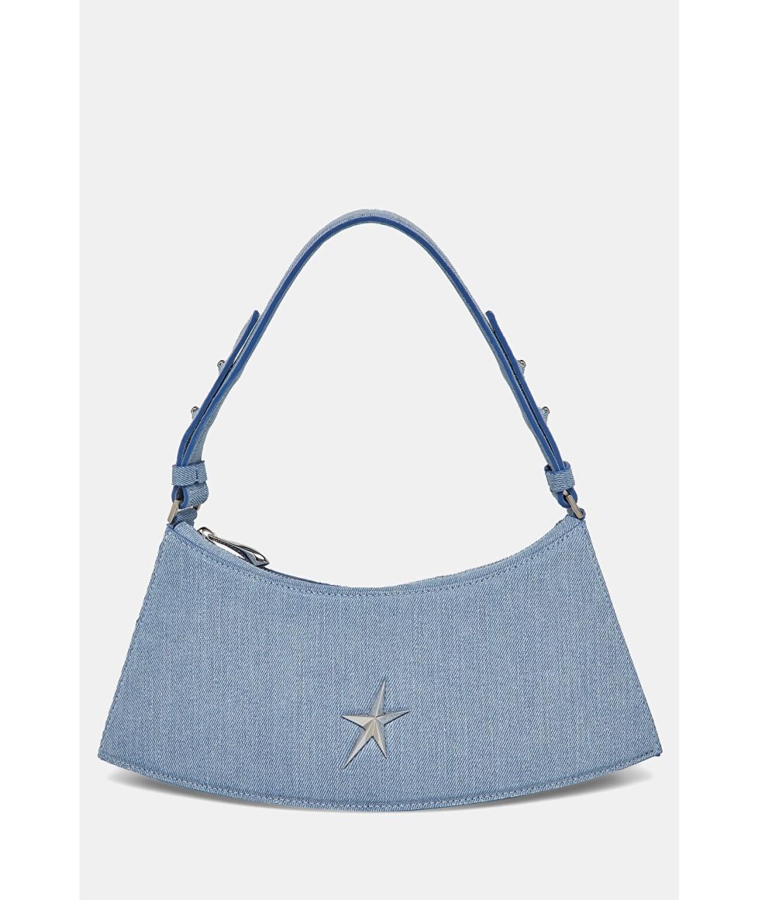 MUGLER Голубая тканевая сумка с короткими ручками, фото 7