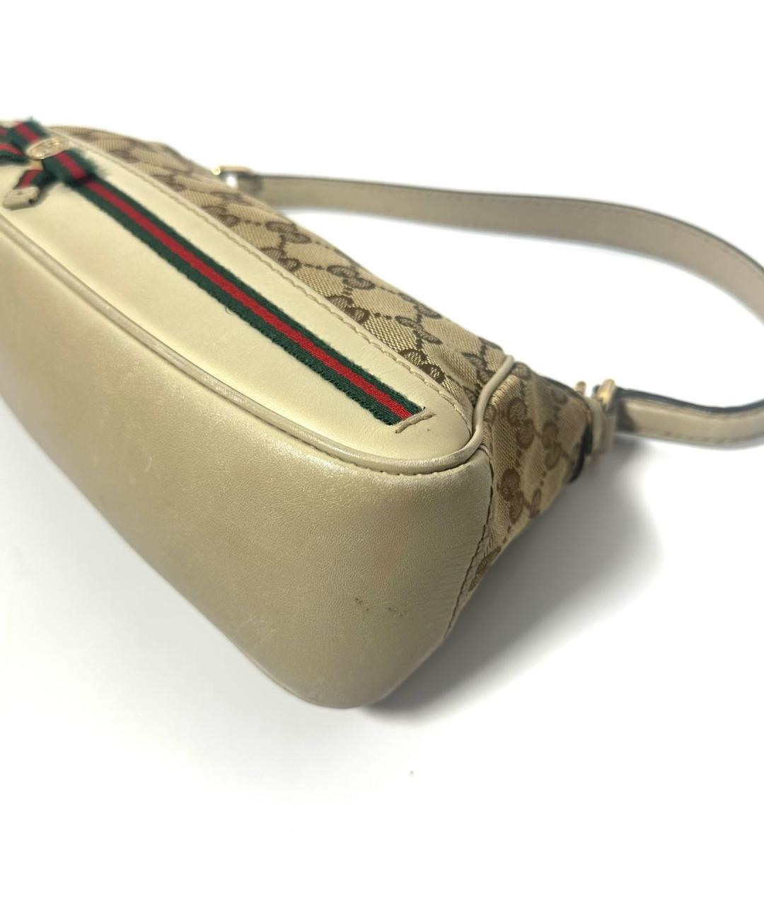 GUCCI Бежевая кожаная сумка с короткими ручками, фото 6
