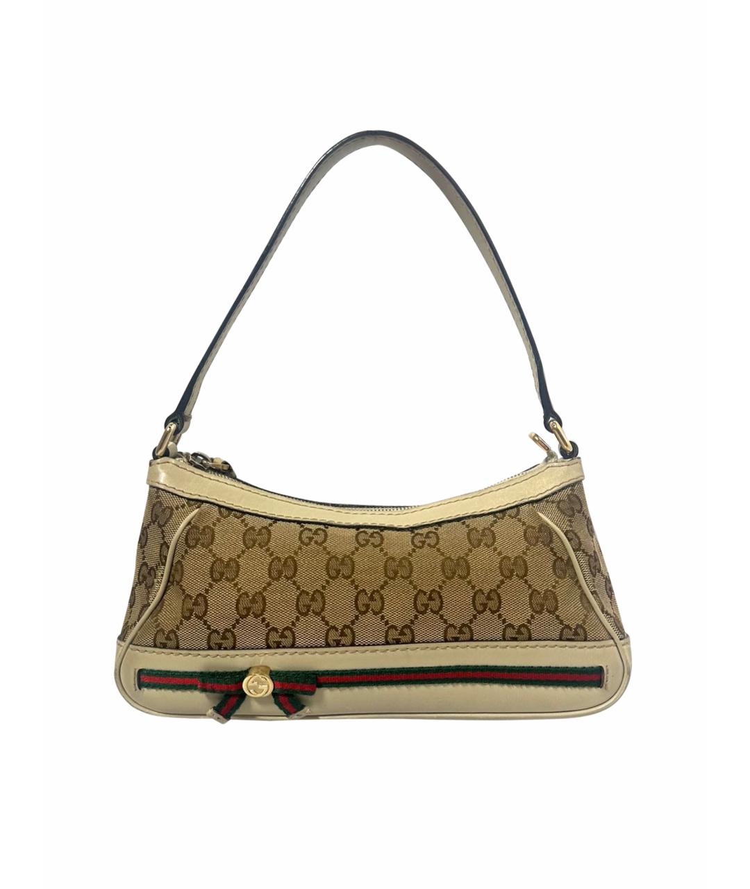 GUCCI Бежевая кожаная сумка с короткими ручками, фото 1