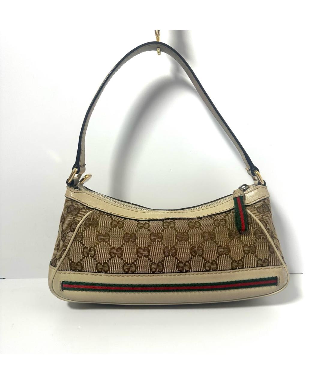 GUCCI Бежевая кожаная сумка с короткими ручками, фото 2