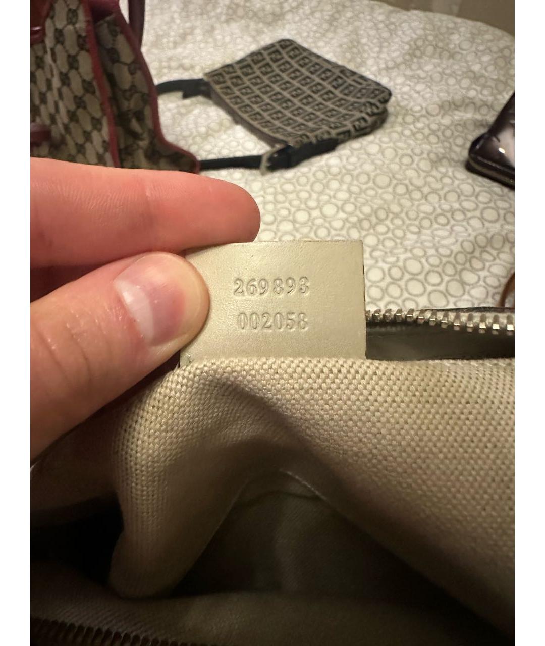 GUCCI Бежевая кожаная сумка с короткими ручками, фото 8