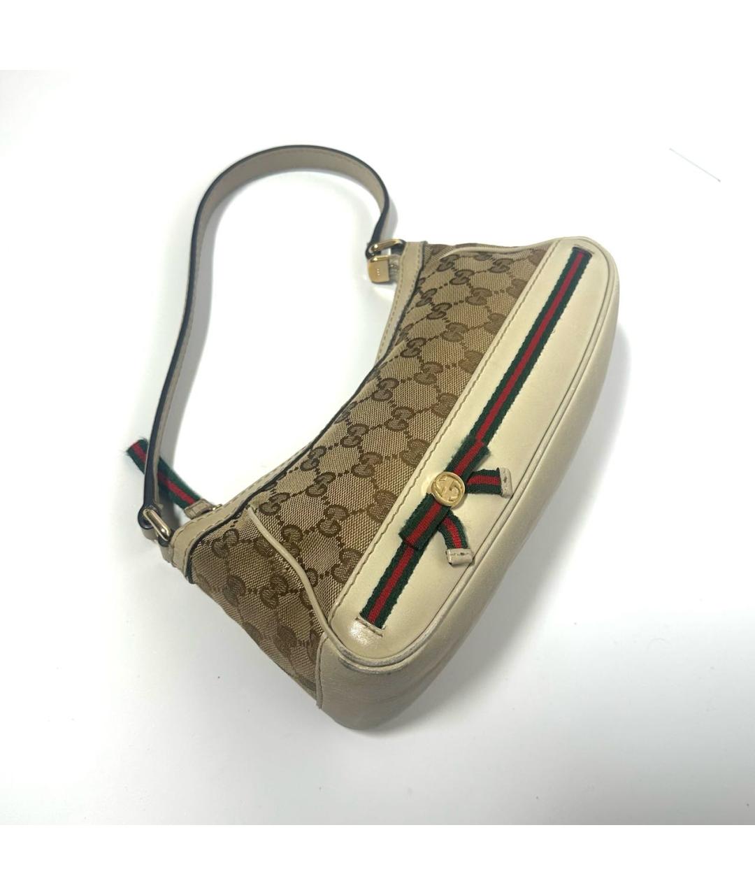 GUCCI Бежевая кожаная сумка с короткими ручками, фото 5