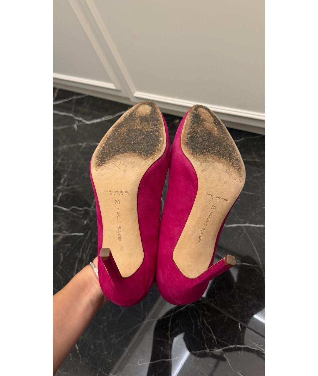 MANOLO BLAHNIK Фуксия замшевые туфли, фото 7