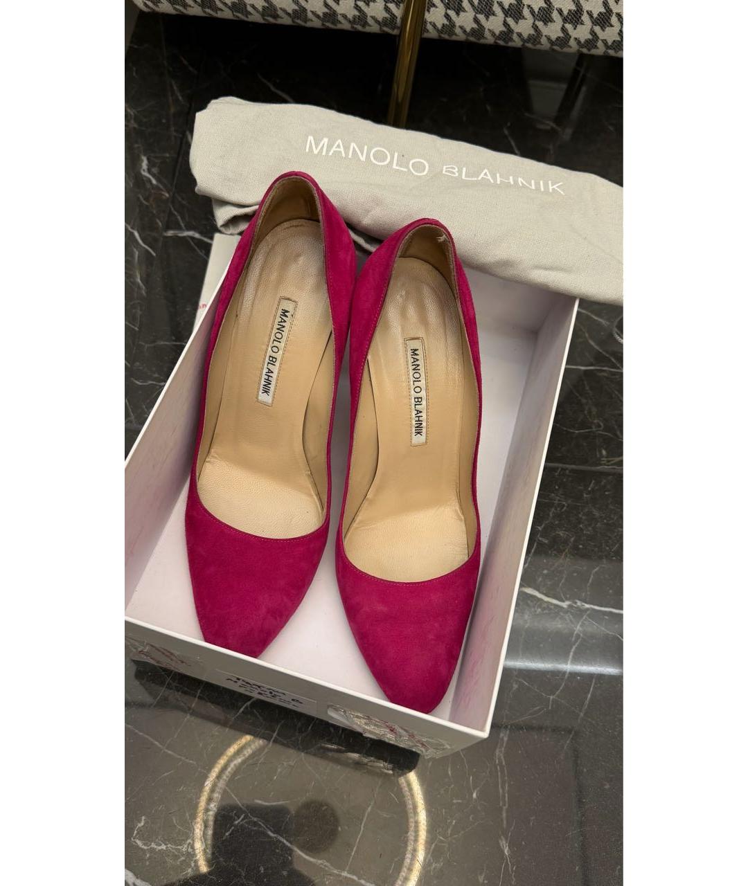 MANOLO BLAHNIK Фуксия замшевые туфли, фото 8