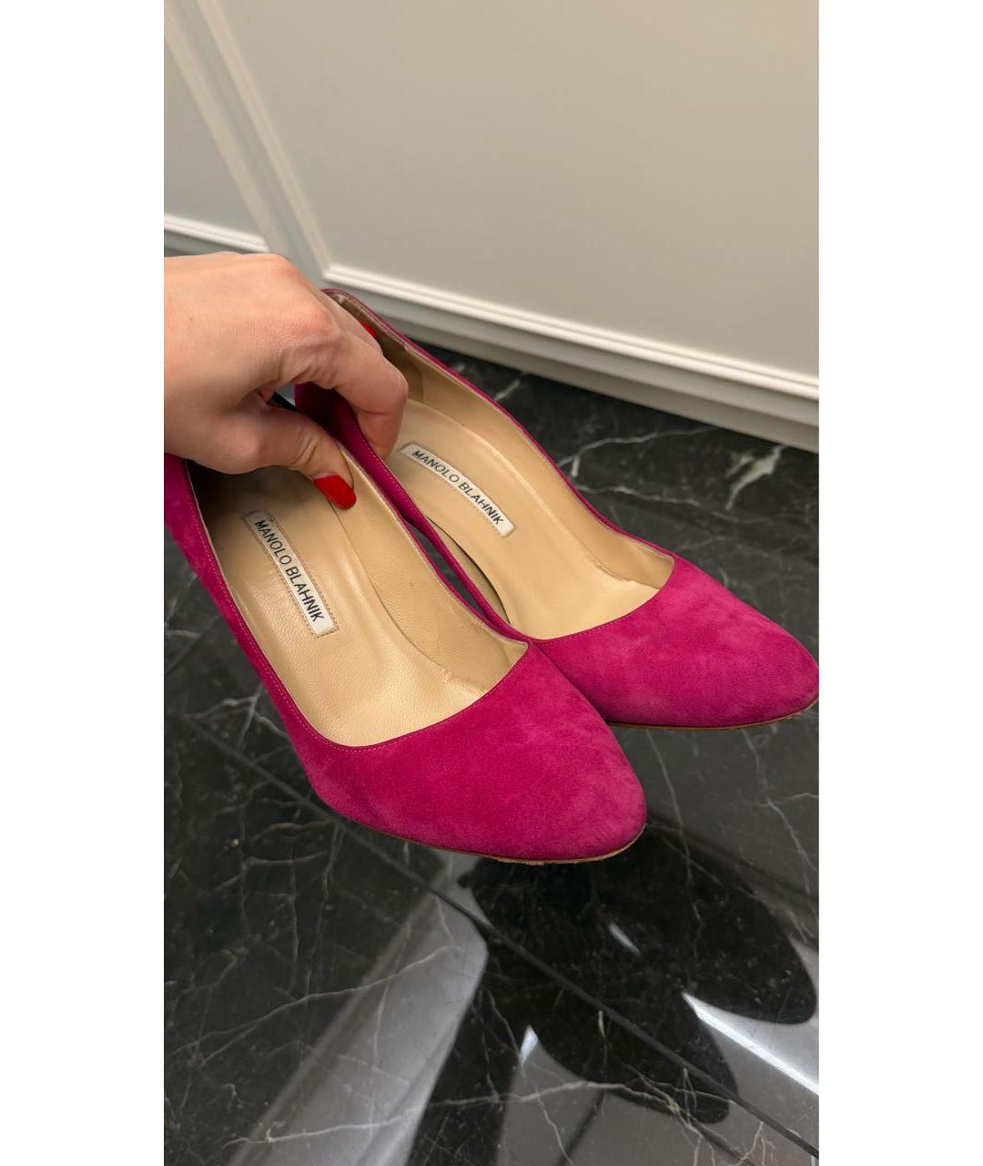 MANOLO BLAHNIK Фуксия замшевые туфли, фото 5