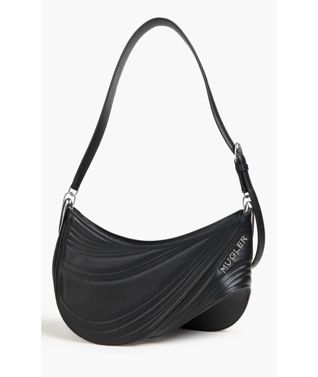 MUGLER Черная кожаная сумка через плечо, фото 5