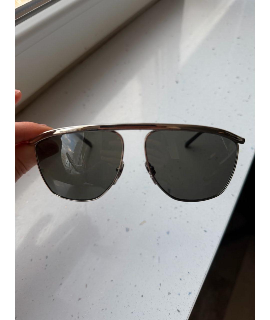 SAINT LAURENT Серебряные металлические солнцезащитные очки, фото 4