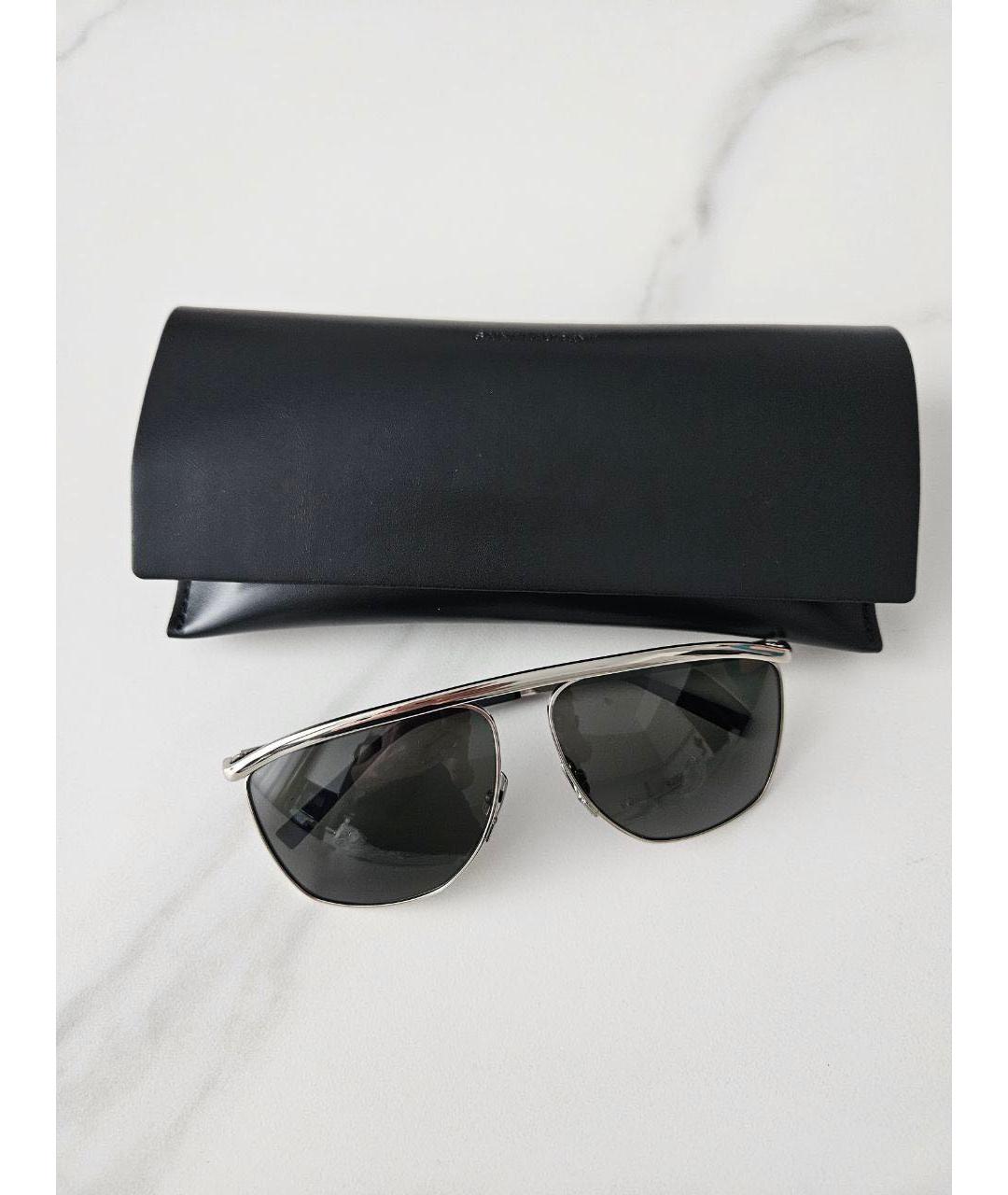 SAINT LAURENT Серебряные металлические солнцезащитные очки, фото 3