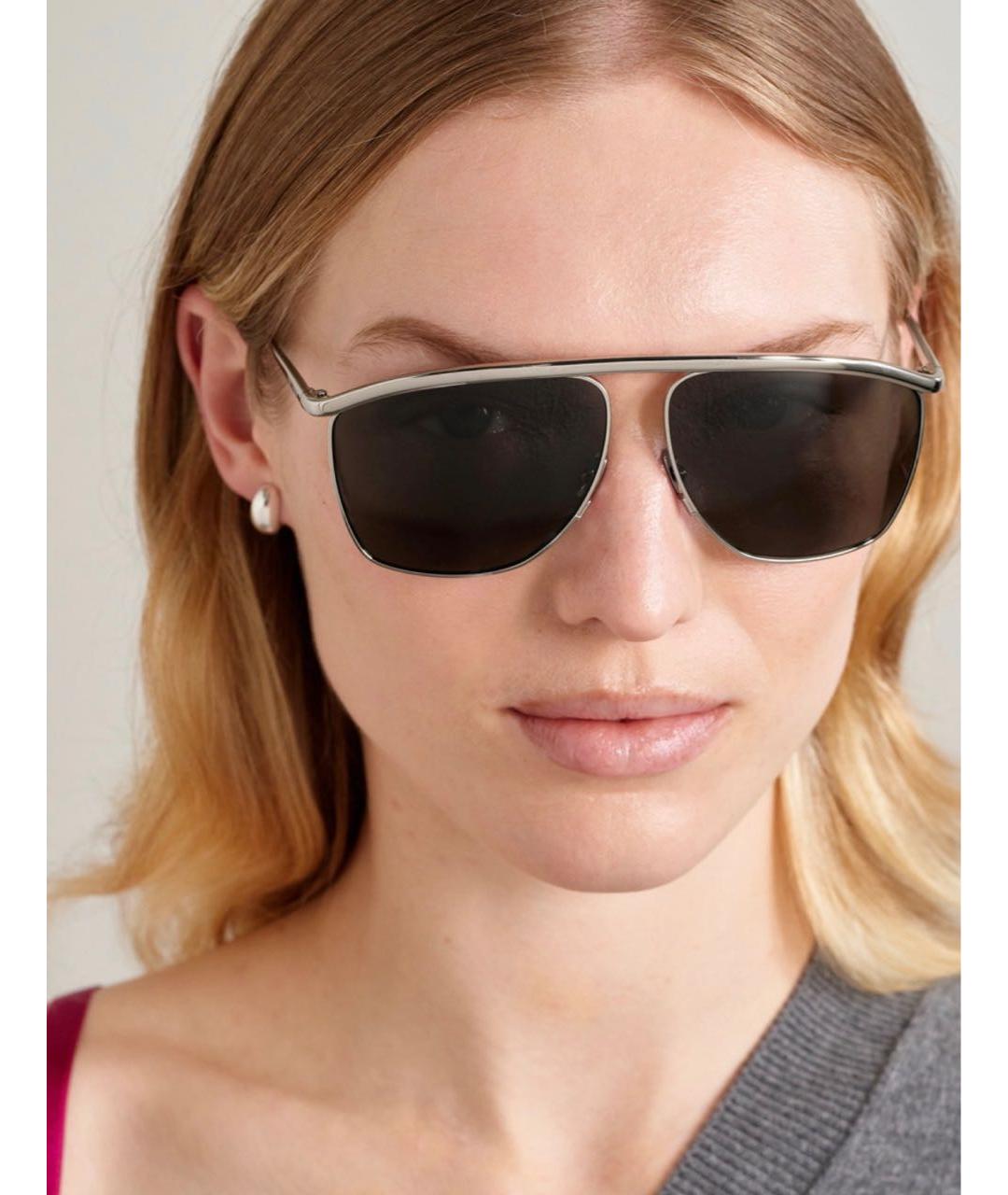 SAINT LAURENT Серебряные металлические солнцезащитные очки, фото 5