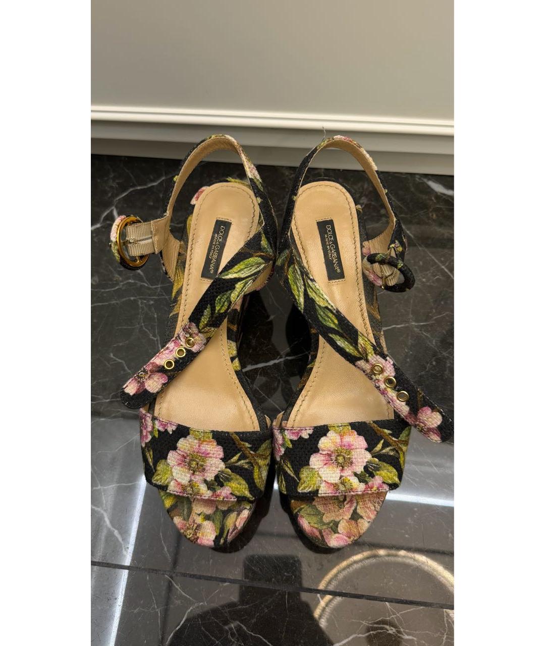 DOLCE&GABBANA Мульти текстильные босоножки, фото 2