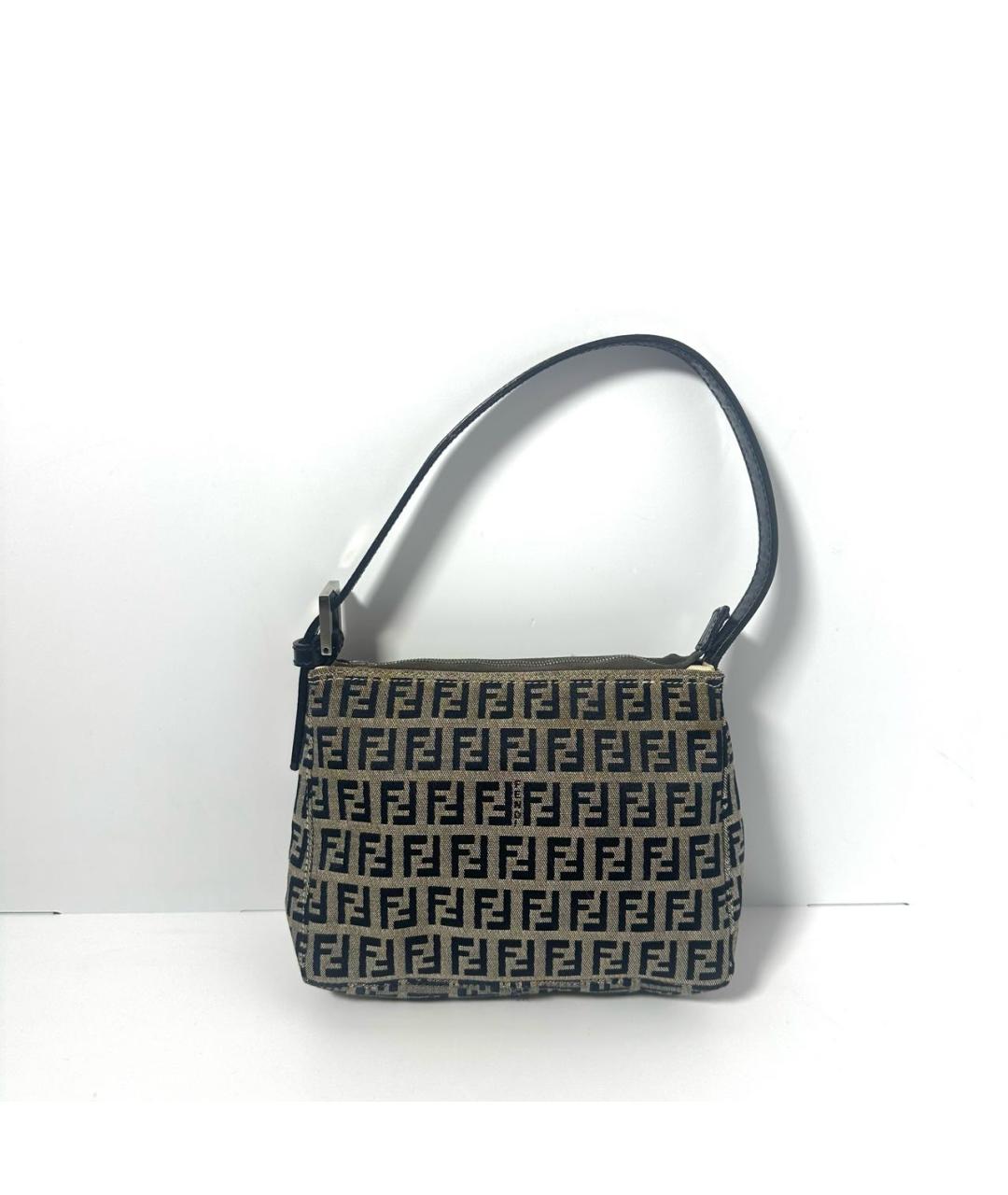 FENDI Серая тканевая сумка с короткими ручками, фото 9