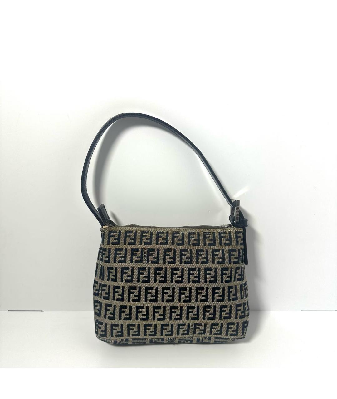FENDI Серая тканевая сумка с короткими ручками, фото 2