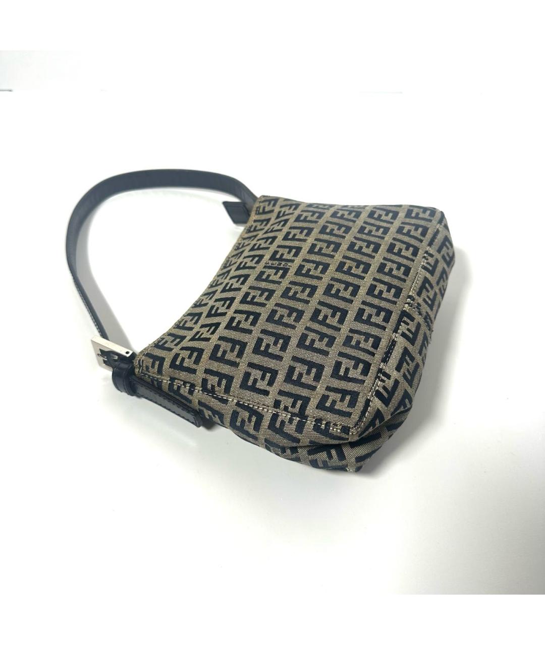 FENDI Серая тканевая сумка с короткими ручками, фото 4