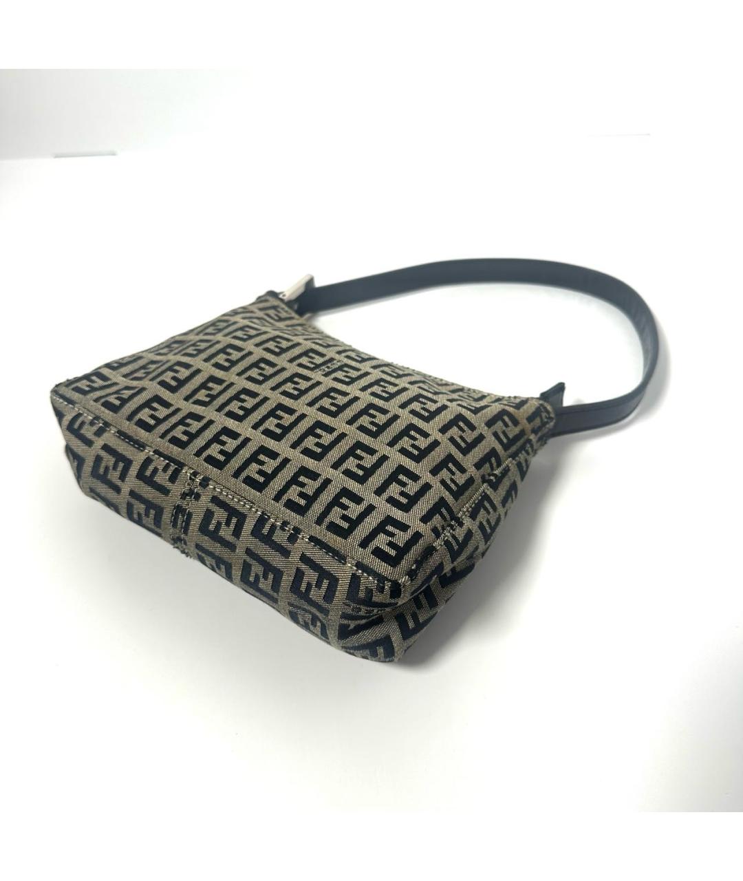 FENDI Серая тканевая сумка с короткими ручками, фото 3