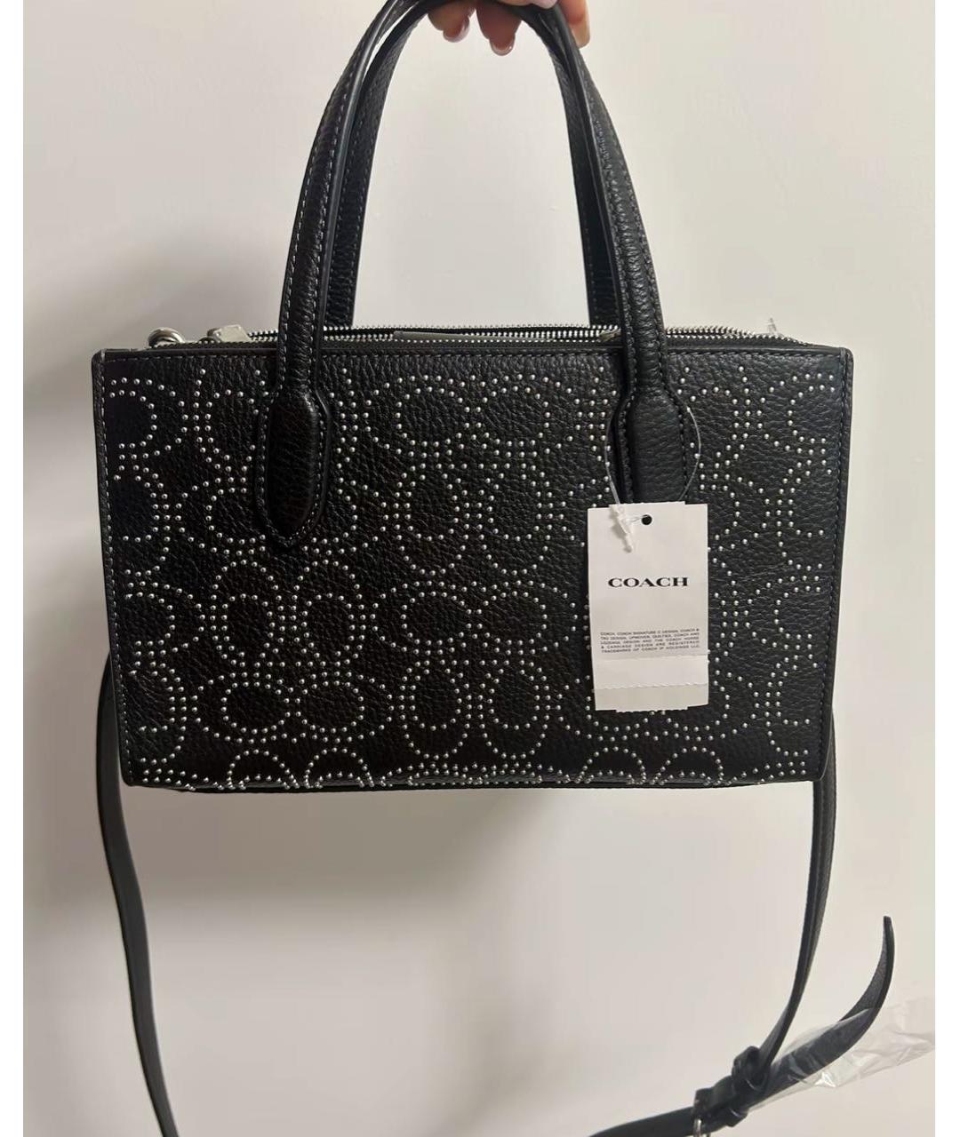 COACH Черная кожаная сумка через плечо, фото 6