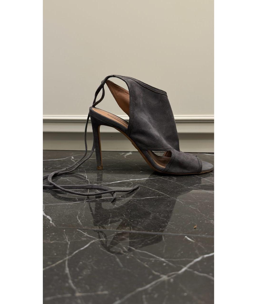 HUGO BOSS Серые замшевые босоножки, фото 7